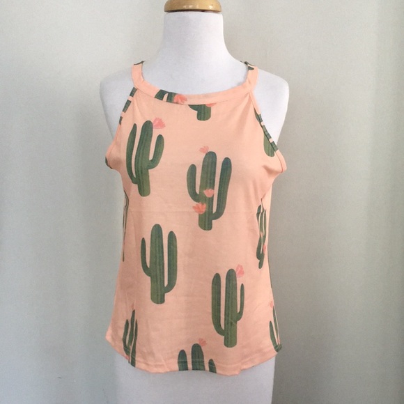 Cactus 🌵 sleeveless tank camas all tee peach - Picture 2 of 5